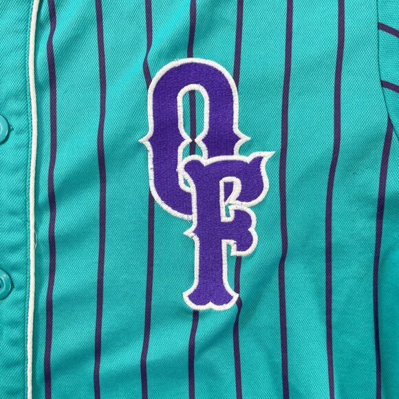 Odd Future Tyler the Creator Baseball Jersey Mens Medium Blue Pinstripe Hip-Hop - Picture 4 of 15